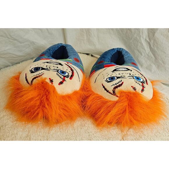 Chucky Plush SzSm warm unique slipon slippers. Rare find. Scary. Fun. Cabin. - Picture 6 of 10